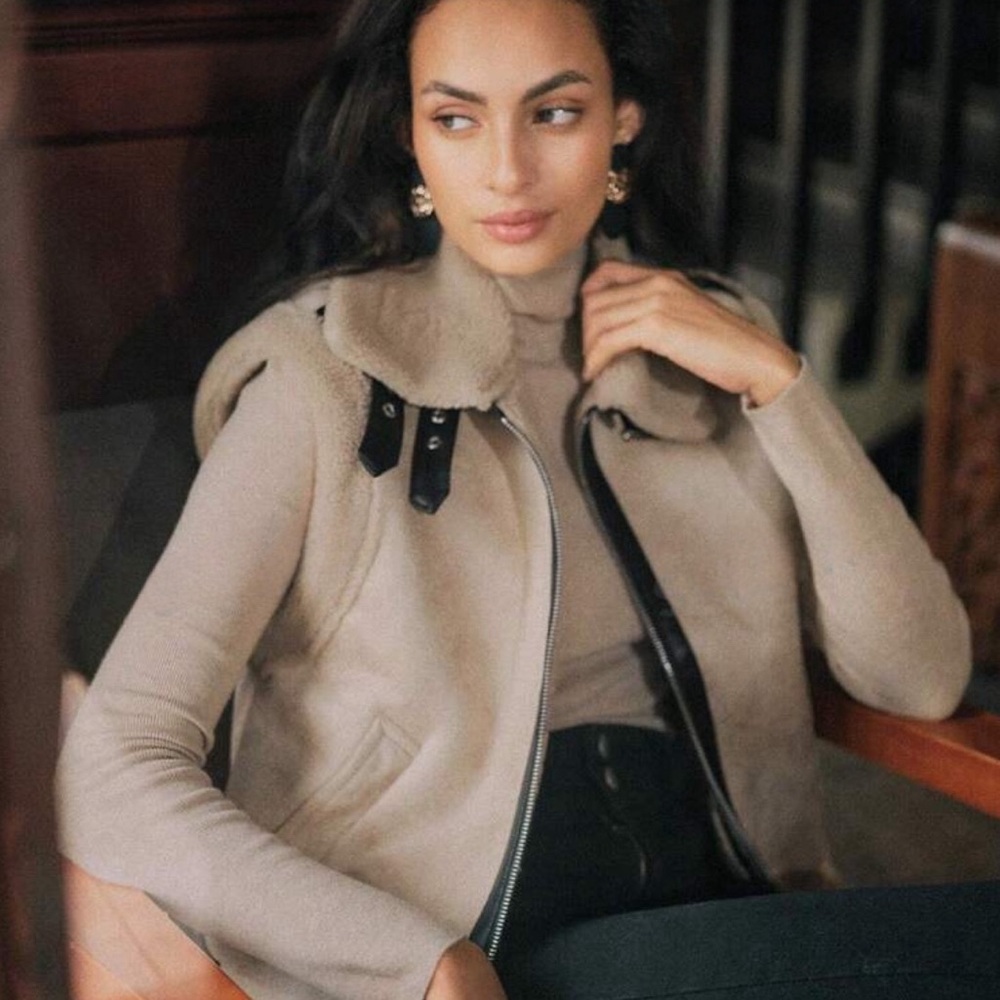 Women's Beige Shearling Jacket